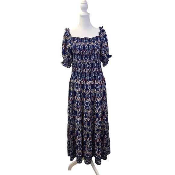 Max Studio Dresses & Skirts - Max Studio Floral Smocked Tiered Hem Boho Maxi Dress Size Large